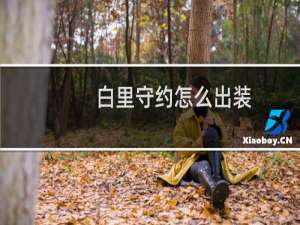 白里守约怎么出装