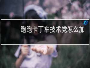 跑跑卡丁车技术党怎么加