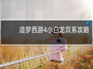 造梦西游4小白龙双系攻略