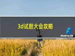 3d试胆大会攻略