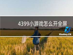 4399小游戏怎么开全屏