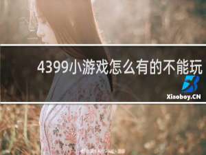 4399小游戏怎么有的不能玩