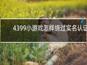 4399小游戏怎样绕过实名认证