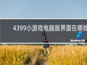 4399小游戏电脑版界面在哪找
