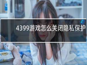 4399游戏怎么关闭隐私保护