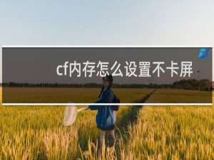 cf内存怎么设置不卡屏