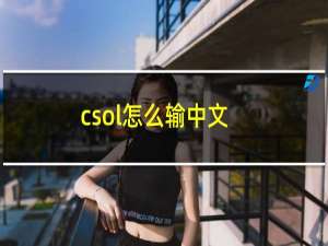 csol怎么输中文
