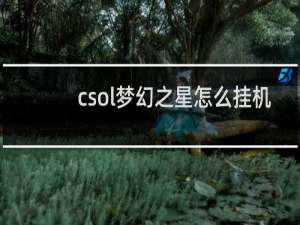 csol梦幻之星怎么挂机