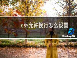 css允许换行怎么设置
