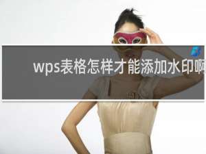 wps表格怎样才能添加水印啊
