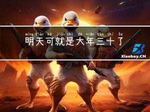 明天可就是大年三十了