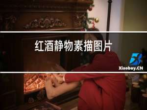 红酒静物素描图片