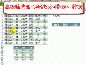 Excel高级筛选随心所欲返回指定列数据