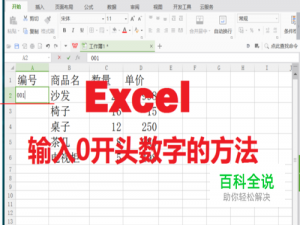 Excel如何输入00开头的数字编号