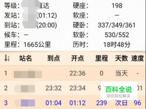 如何离线查询火车到站时刻时速里程和正晚点等？