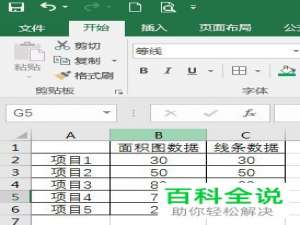 如何在Excel中制作带线条边界的面积图