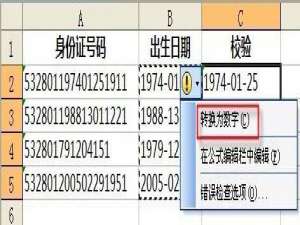 通过wps转换工具进行校验身份证号码