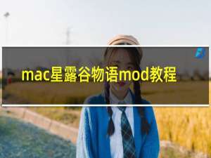 mac星露谷物语mod教程