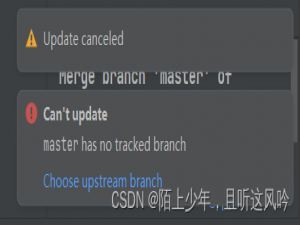 【已解决】在IDEA中使用Git拉取代码时提示：Can‘t update / master has no tracked branch
