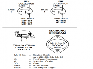MJ11032G和MJ11033G是对管由onsemi/安森美公司研发的一款高性能、低功耗的达林顿晶体管