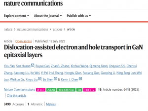 【Nature Communications】GaN外延层中位错辅助的电子和空穴输运