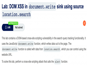 PortSwigger靶场之DOM XSS in document.write sink using source location.search通关秘籍