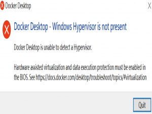 docker系列-DockerDesktop报错信息(Windows Hypervisor is not present)_virtualization support not detected docker desktop