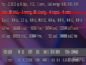 【Linux】top命令查看CPU、内存使用率、解释