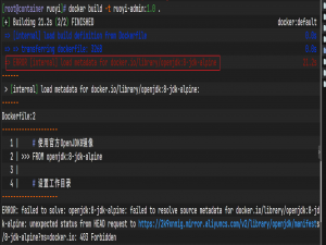 ERROR [internal] load metadata for docker.io/library/openjdk:8-jdk-alpine - Docker部署项目报错，拉取jdk镜像报错
