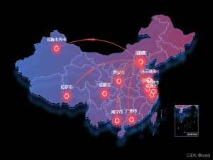 vue3 使用echarts map绘制3D中国地图，实现点位涟漪和飞线图效果_echarts map3d