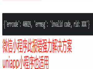 微信小程序 - 解决报错 “errcode“:40029,“errmsg“:“invalid code, rid:x（微信小程序错误码 40029：invalid code详细错误排查及解决方案教程）_errcode":40029