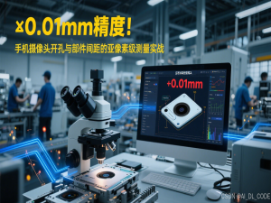 【基于C# + HALCON的工业视系统开发实战】四、±0.01mm精度！手机摄像头开孔与部件间距的亚像素级测量实战_亚像素最稳健的