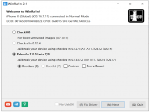 【iOS安全】iPhone X iOS 16.7.11 (20H360) WinRa1n 越狱教程