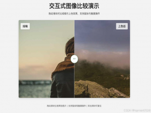 前端实战：用 HTML+JS 打造可拖动图像对比滑块，提升视觉交互体_前端实现两张图片拖动对比展示