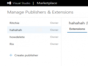 如何删除VSCode Marketplace中的publisher