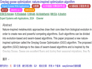 超高被引！ESWA一区算法——灰雁优化算法（GGO）