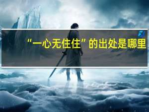“一心无住住”的出处是哪里