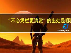 “不必凭栏更清赏”的出处是哪里