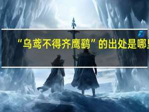 “乌鸢不得齐鹰鹞”的出处是哪里