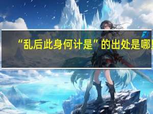 “乱后此身何计是”的出处是哪里