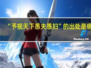“予视天下愚夫愚妇”的出处是哪里