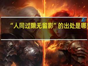 “人同过隙无留影”的出处是哪里