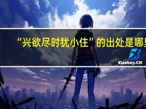 “兴欲尽时犹小住”的出处是哪里