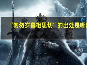 “匆匆岁暮相思切”的出处是哪里