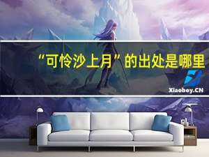 “可怜沙上月”的出处是哪里