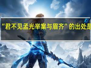 “君不见孟光举案与眉齐”的出处是哪里
