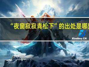 “夜窗寂寂青松下”的出处是哪里