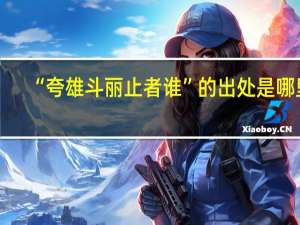 “夸雄斗丽止者谁”的出处是哪里