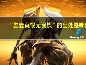 “娶妻莫恨无良媒”的出处是哪里