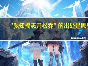 “孰知搞志乃松乔”的出处是哪里